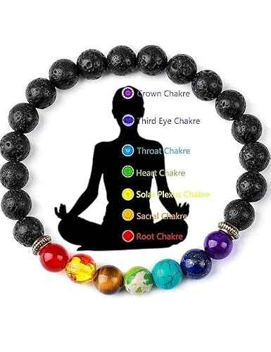 7 Chakra Bracelet Lava Stone for Chakra Healing Pack Of 2
