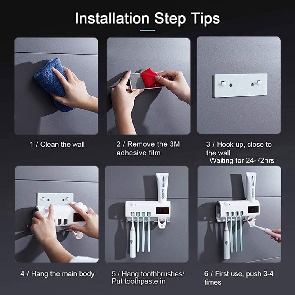 Wall-Mounted UV Toothbrush Sterilizer & Toothpaste Dispenser