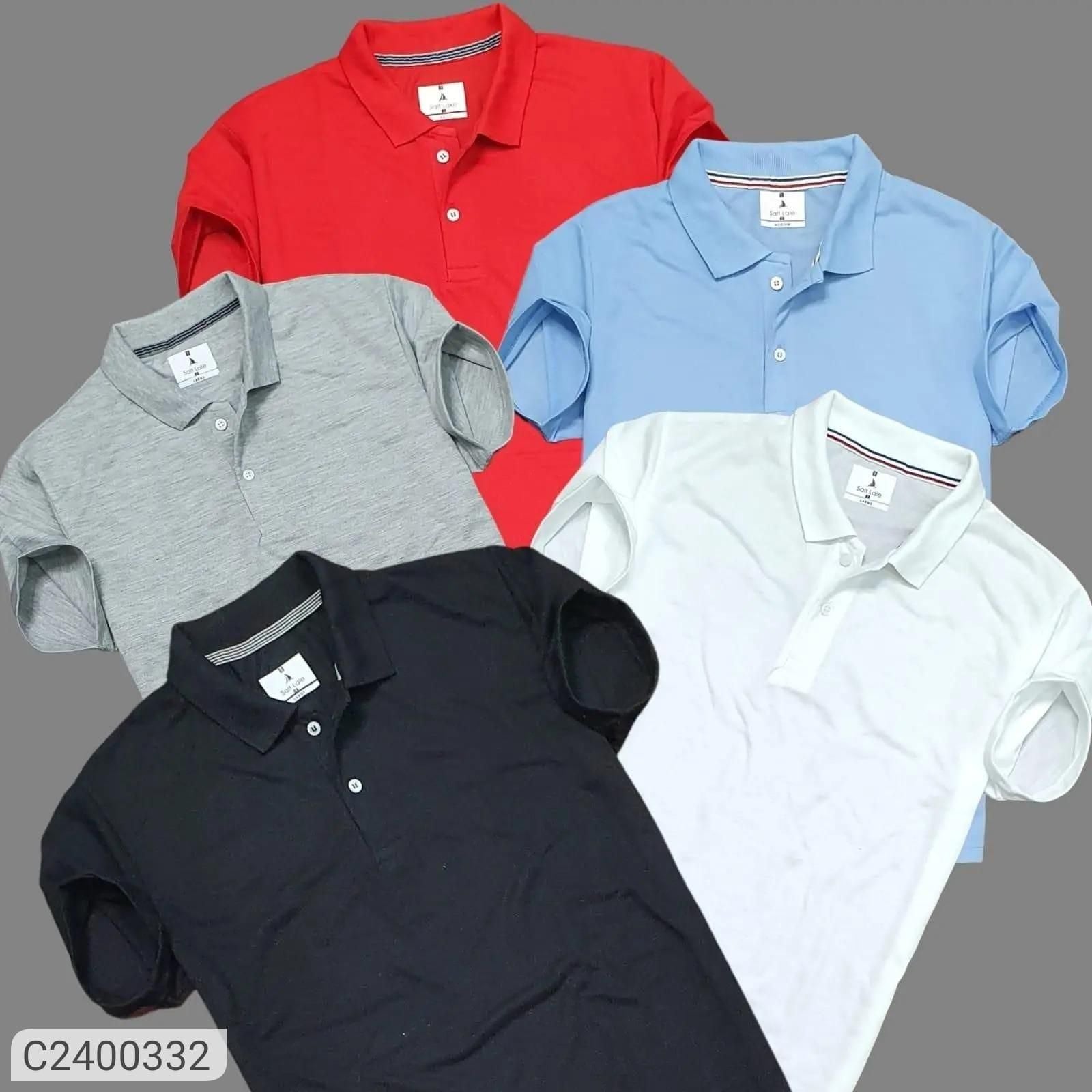 Plain Solid Half Sleeves Polo T Shirt Pack Of 5 BitKarts