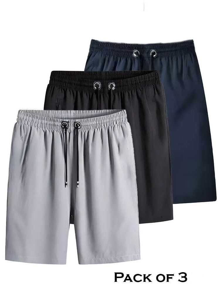 (Pack of 3) Unisex Stretchable Cotton Comfort Shorts | Soft Breathable Fabric, Ideal for Regular Summer Casual Wear | Unisex (Pack of 3)