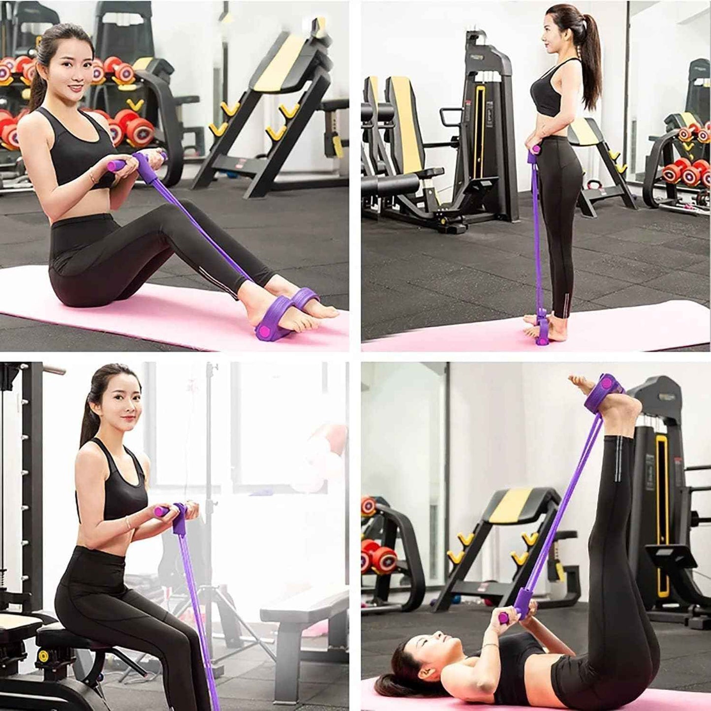 Pull Reducer Training Bands Natural Rubber 4 Tubes Body Trimmer Pedal Exerciser Yoga Crossfit Exercise, Arm Exercise, Tummy Body Building Training Men and Women(Multicolor)