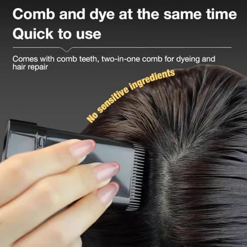 2-in-1 Hair Dye Touch-Up Comb – Quick White Hair Coverage, Waterproof & Sweat-Proof, Portable Hair Coloring Stick, Black