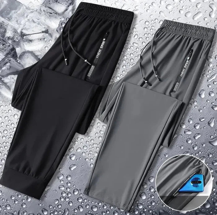 (Pack of 2) Men’s Lycra Stretchable Track Pants | Regular Fit with Drawstring & Zipper Pockets, Quick-Dry | Ideal for Everyday Casual Use, Sportswear | Pack of 2
