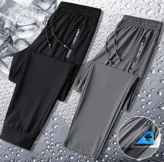 (Pack of 2) Men’s Lycra Stretchable Track Pants | Regular Fit with Drawstring & Zipper Pockets, Quick-Dry | Ideal for Everyday Casual Use, Sportswear | Pack of 2