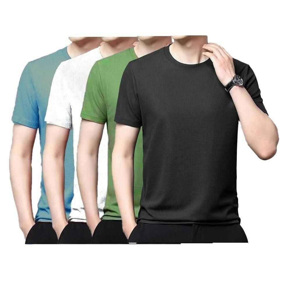 Round Neck T-Shirt Black Green white sky-blue Pack Of 4