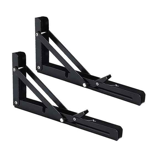 2Pcs Folding Shelf Brackets Wall Mounted Hardware Heavy Duty for Bench Table Black