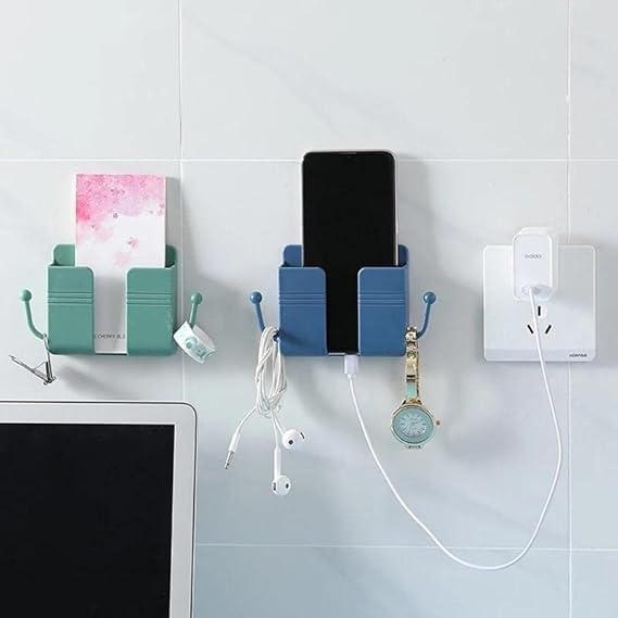 Pack of 2 Wall Mount Self-Adhesive Wall Storage Mobile Holder