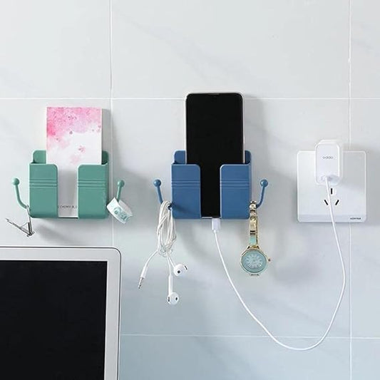 Pack of 2 Wall Mount Self-Adhesive Wall Storage Mobile Holder