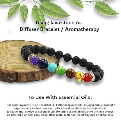 7 Chakra Bracelet Lava Stone for Chakra Healing Pack Of 2