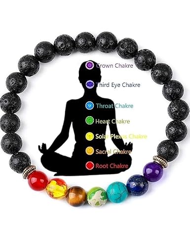 7 Chakra Bracelet Lava Stone for Chakra Healing Pack Of 2