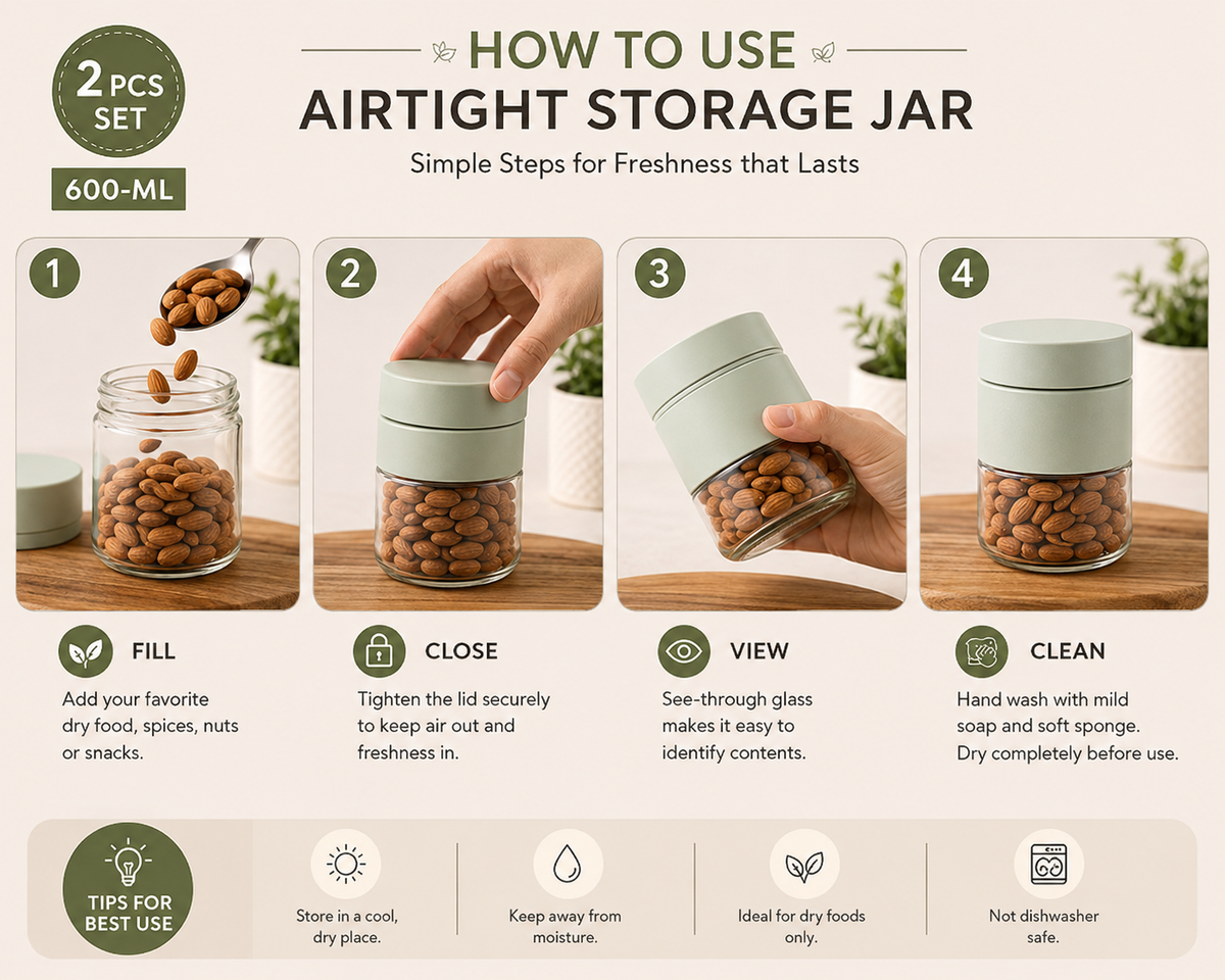 Storage Jar Container 600ml Each pack of 2