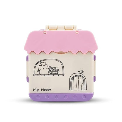 House Shape Kids Lunch Box with 4 Compartments and Carry Handle