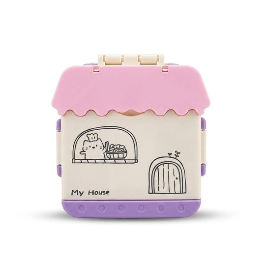 House Shape Kids Lunch Box with 4 Compartments and Carry Handle