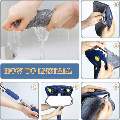360 Rotatable Adjustable Cleaning Mop Extendable Triangle Mop with Long Handle