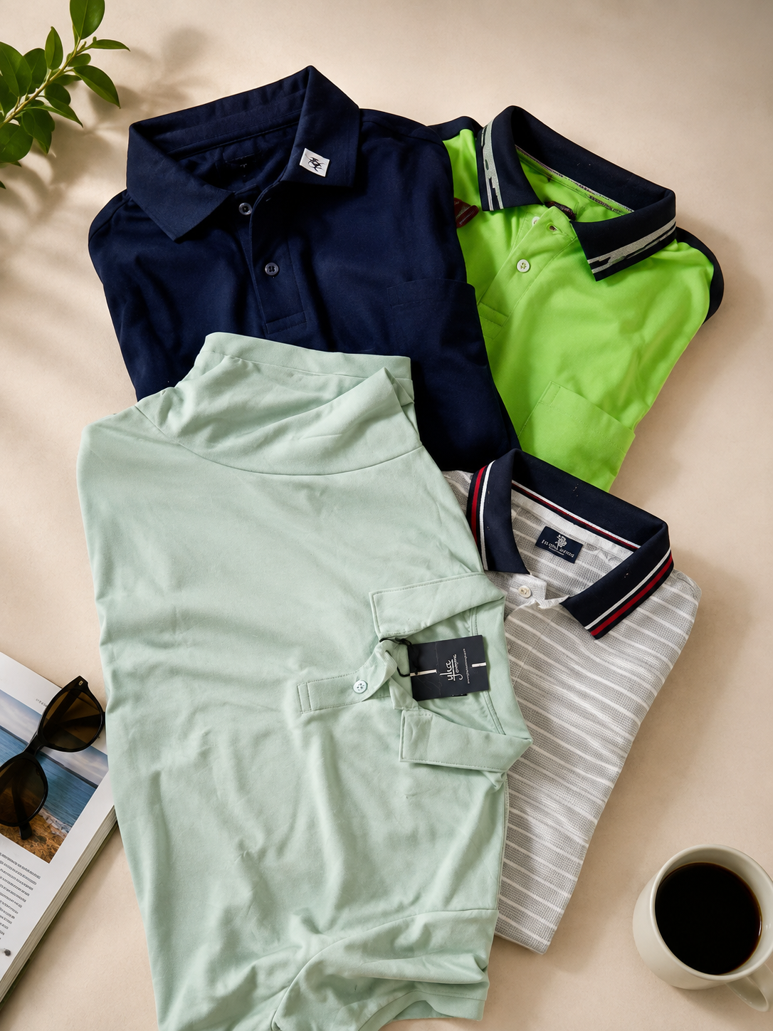Muticoloured Poly Cotton Polo T-Shirts (Pack of 4)