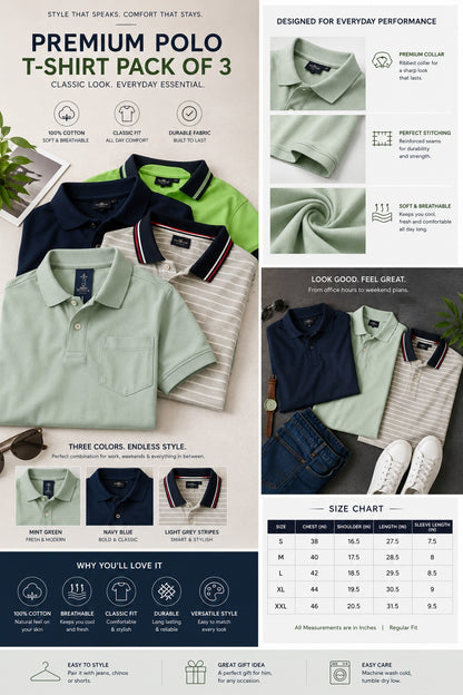 Muticoloured Poly Cotton Polo T-Shirts (Pack of 4)