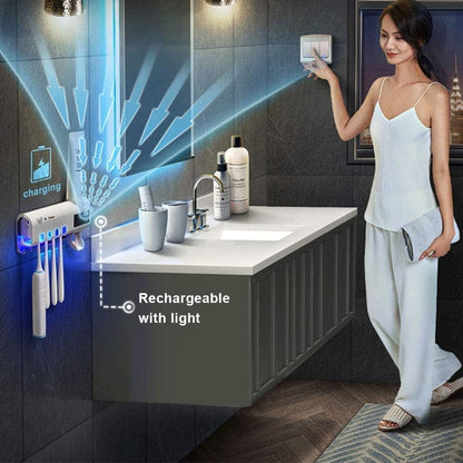 Wall-Mounted UV Toothbrush Sterilizer & Toothpaste Dispenser