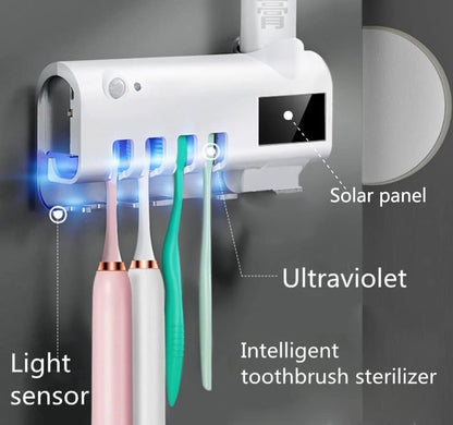 Wall-Mounted UV Toothbrush Sterilizer & Toothpaste Dispenser