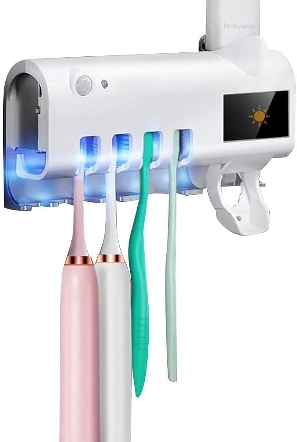 Wall-Mounted UV Toothbrush Sterilizer & Toothpaste Dispenser