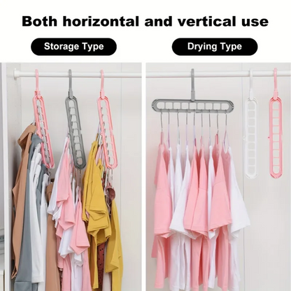 (Pack of 10) Hanger-Plastic Multi-Functional Adjustable & Folding Clothes Hanger | Portable Anti-Slip For Storage + Garment Drying | Multicolor, Pack Of 10
