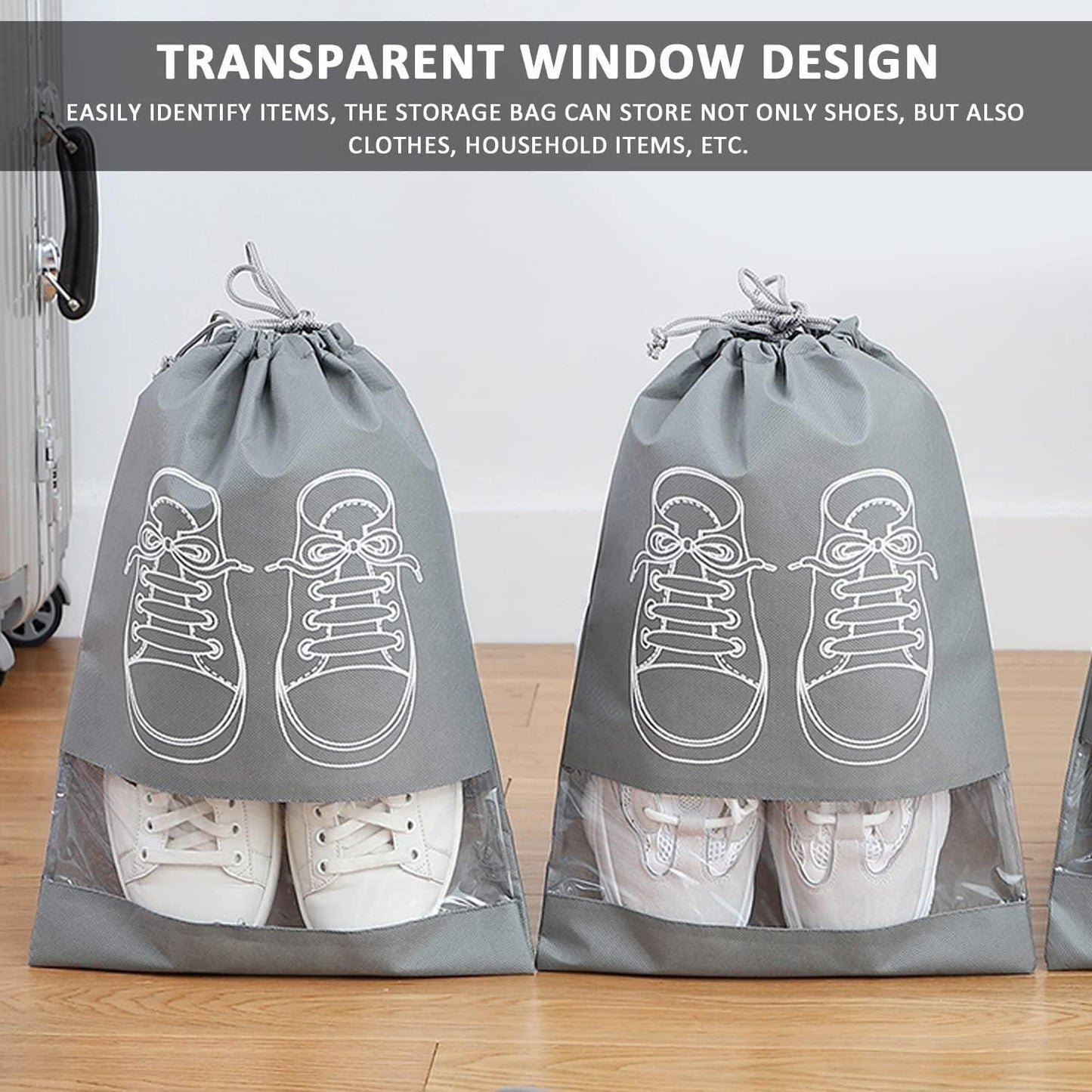 [Pack of 5/10 pcs] Shoe Bag | Transparent Window Portable Travel Dust-Proof Shoe Bags [Pack of 5/10 pcs]