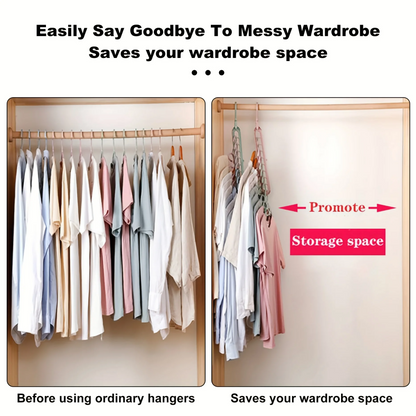 (Pack of 10) Hanger-Plastic Multi-Functional Adjustable & Folding Clothes Hanger | Portable Anti-Slip For Storage + Garment Drying | Multicolor, Pack Of 10