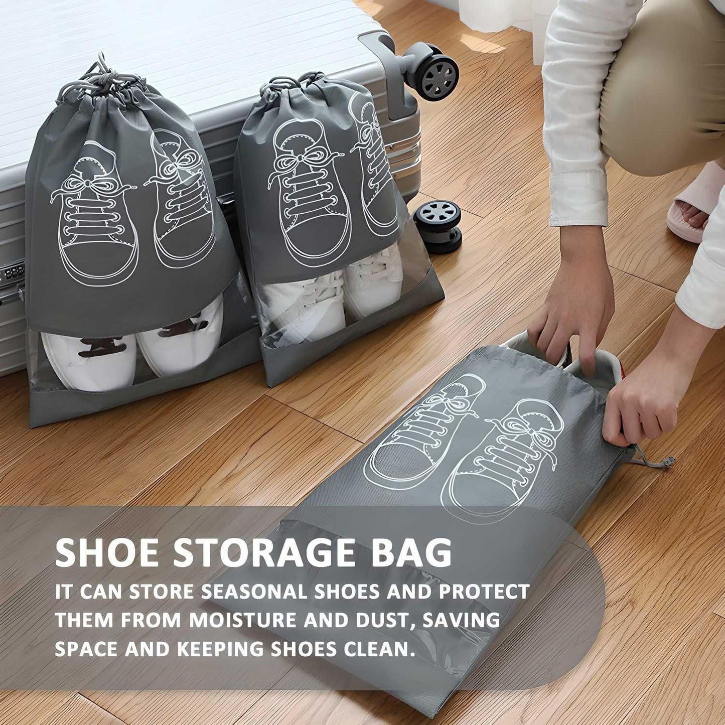 [Pack of 5/10 pcs] Shoe Bag | Transparent Window Portable Travel Dust-Proof Shoe Bags [Pack of 5/10 pcs]