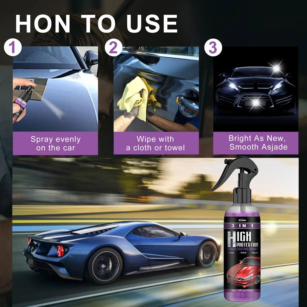 (Buy 1 Get 1 Free) High Protection Quick Coating Spray | Ceramic, Wax & Polish Spray | For Car & Bike