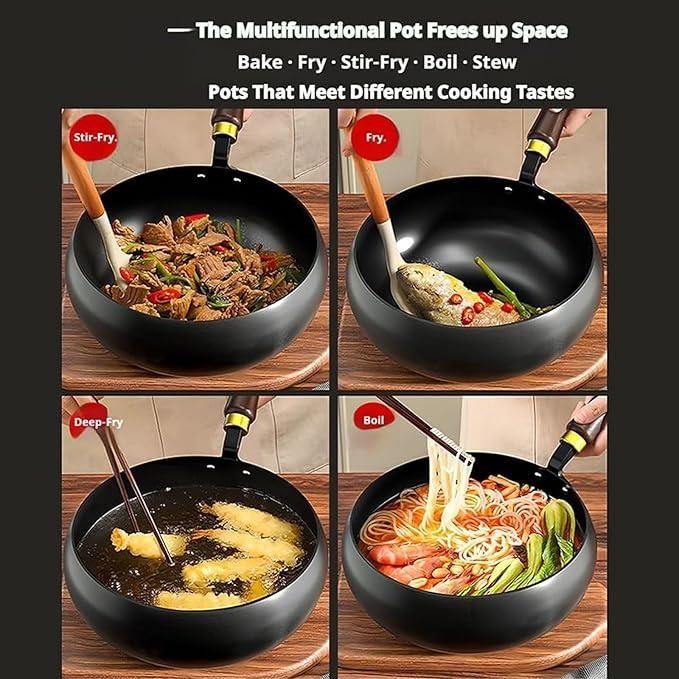 2.3 L Non-Stick Cast Iron Cooking Pot with Lid | Heavy Gauge, Even Heat Distribution | Perfect for Curry, Biryani, Dal, Soup & Everyday Cooking