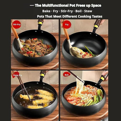 2.3 L Non-Stick Cast Iron Cooking Pot with Lid | Heavy Gauge, Even Heat Distribution | Perfect for Curry, Biryani, Dal, Soup & Everyday Cooking