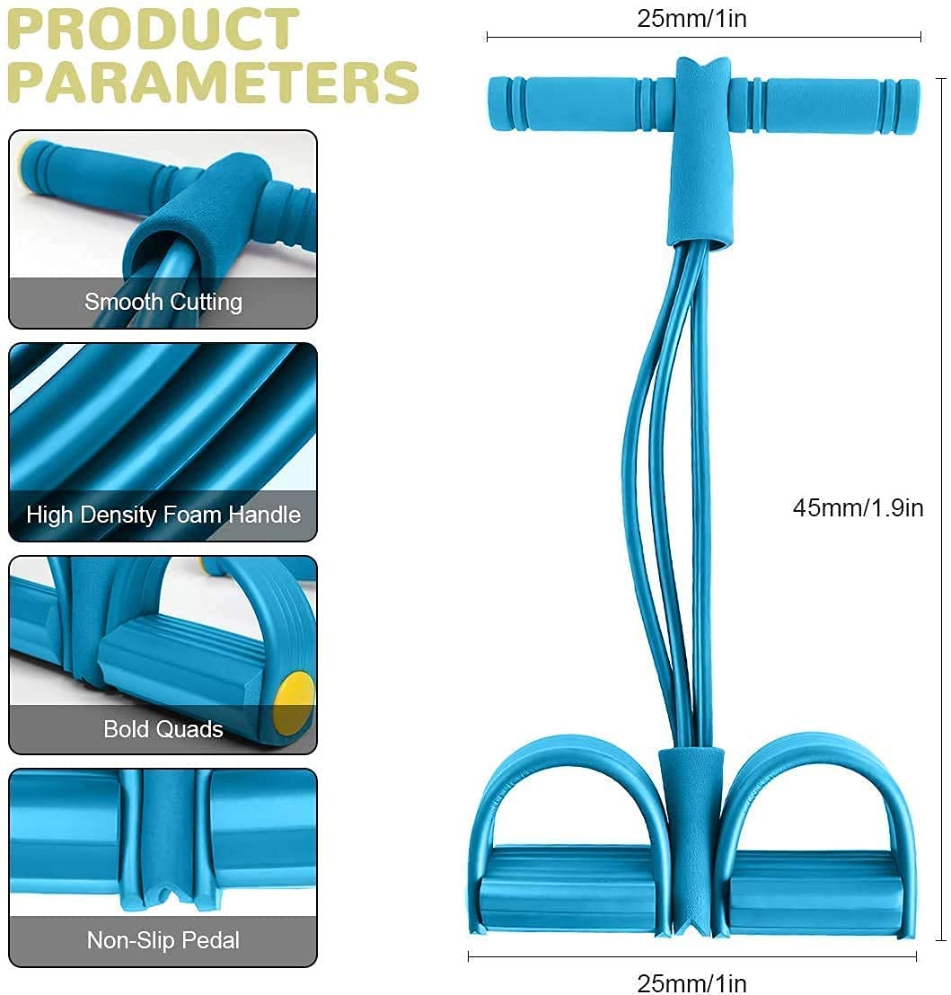 Pull Reducer Training Bands Natural Rubber 4 Tubes Body Trimmer Pedal Exerciser Yoga Crossfit Exercise, Arm Exercise, Tummy Body Building Training Men and Women(Multicolor)