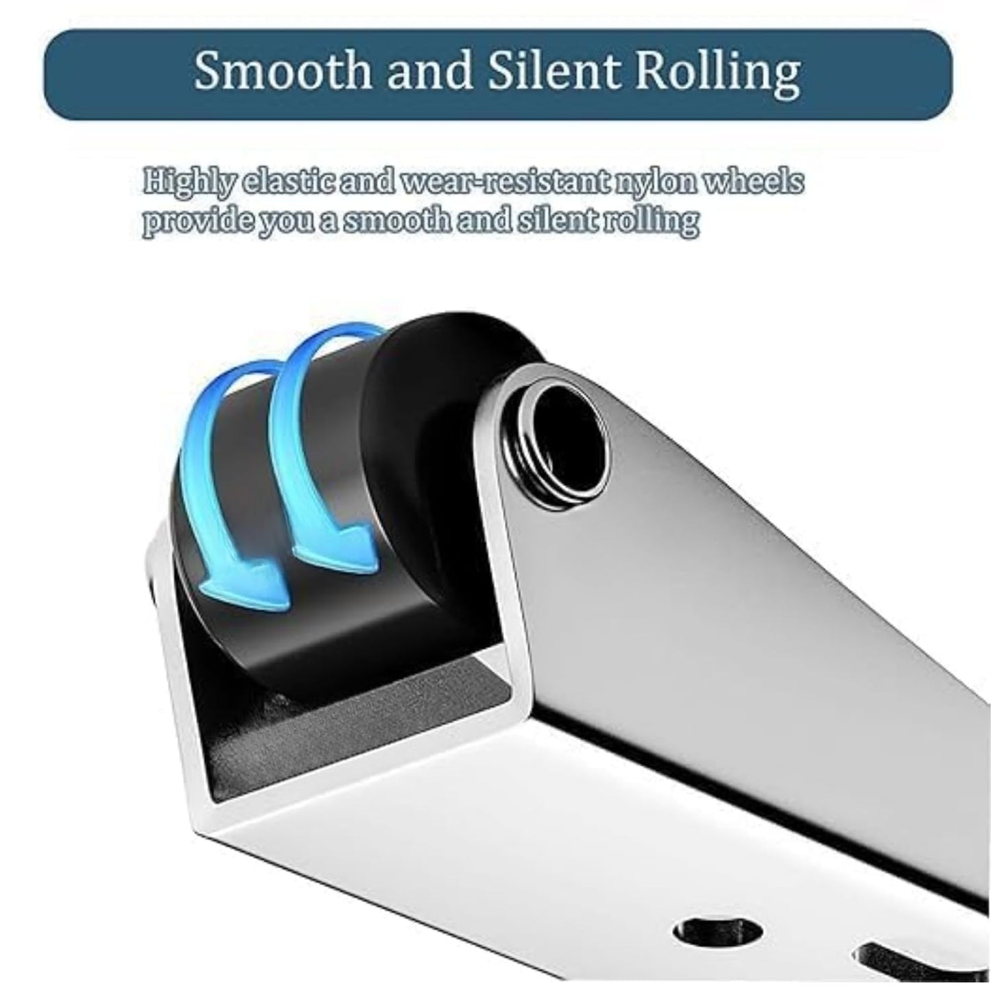 [Pack of 4] Support Wheel for Wooden Door, Furniture | Metal L-Shaped Side Mount Silent Rubber Rolling Wheels [Pack of 4]