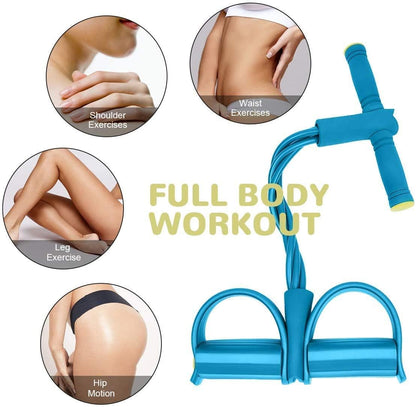 Pull Reducer Training Bands Natural Rubber 4 Tubes Body Trimmer Pedal Exerciser Yoga Crossfit Exercise, Arm Exercise, Tummy Body Building Training Men and Women(Multicolor)