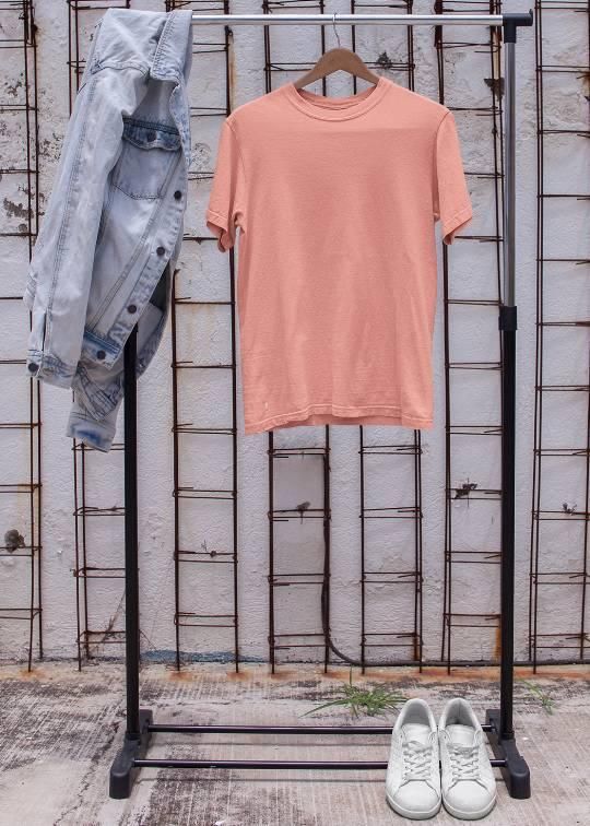 Teeshut Salmon Pink Mens Solid Half Sleeves T-shirt