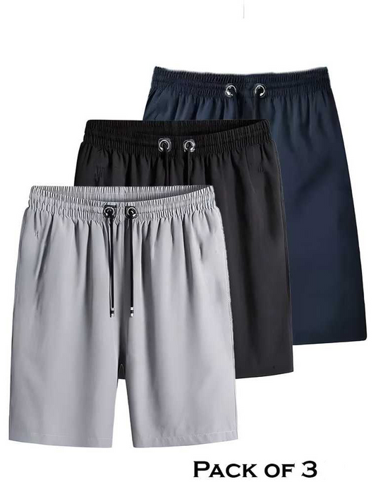 (Pack of 3) Unisex Stretchable Cotton Comfort Shorts | Soft Breathable Fabric, Ideal for Regular Summer Casual Wear | Unisex (Pack of 3)