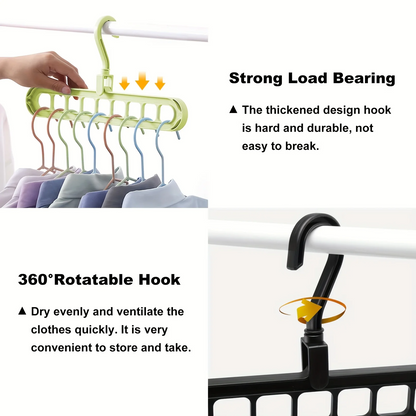 (Pack of 10) Hanger-Plastic Multi-Functional Adjustable & Folding Clothes Hanger | Portable Anti-Slip For Storage + Garment Drying | Multicolor, Pack Of 10