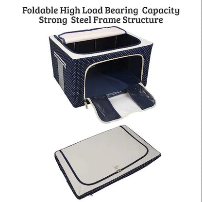 [Pack of 3/6] Cloth & Storage Organiser Box | Extra Large 66L | Water-Resistant Fabric with Zipper & Metallic Support Rods | Foldable Clothes Storage for Bedroom & Wardrobe [Pack of 9/18]