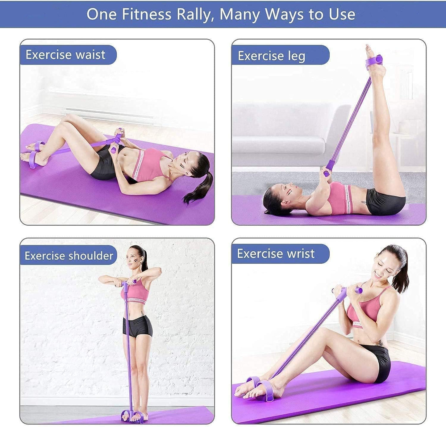 Pull Reducer Training Bands Natural Rubber 4 Tubes Body Trimmer Pedal Exerciser Yoga Crossfit Exercise, Arm Exercise, Tummy Body Building Training Men and Women(Multicolor)