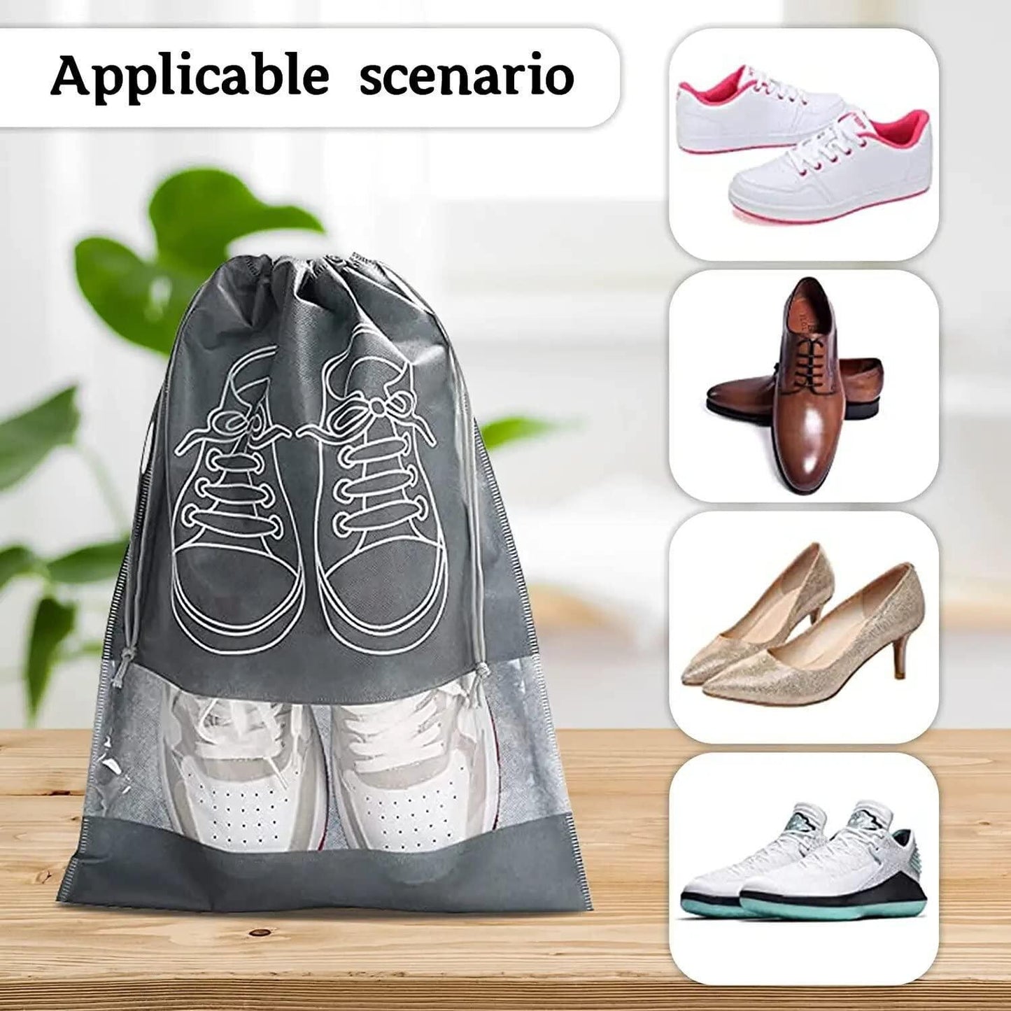 [Pack of 5/10 pcs] Shoe Bag | Transparent Window Portable Travel Dust-Proof Shoe Bags [Pack of 5/10 pcs]
