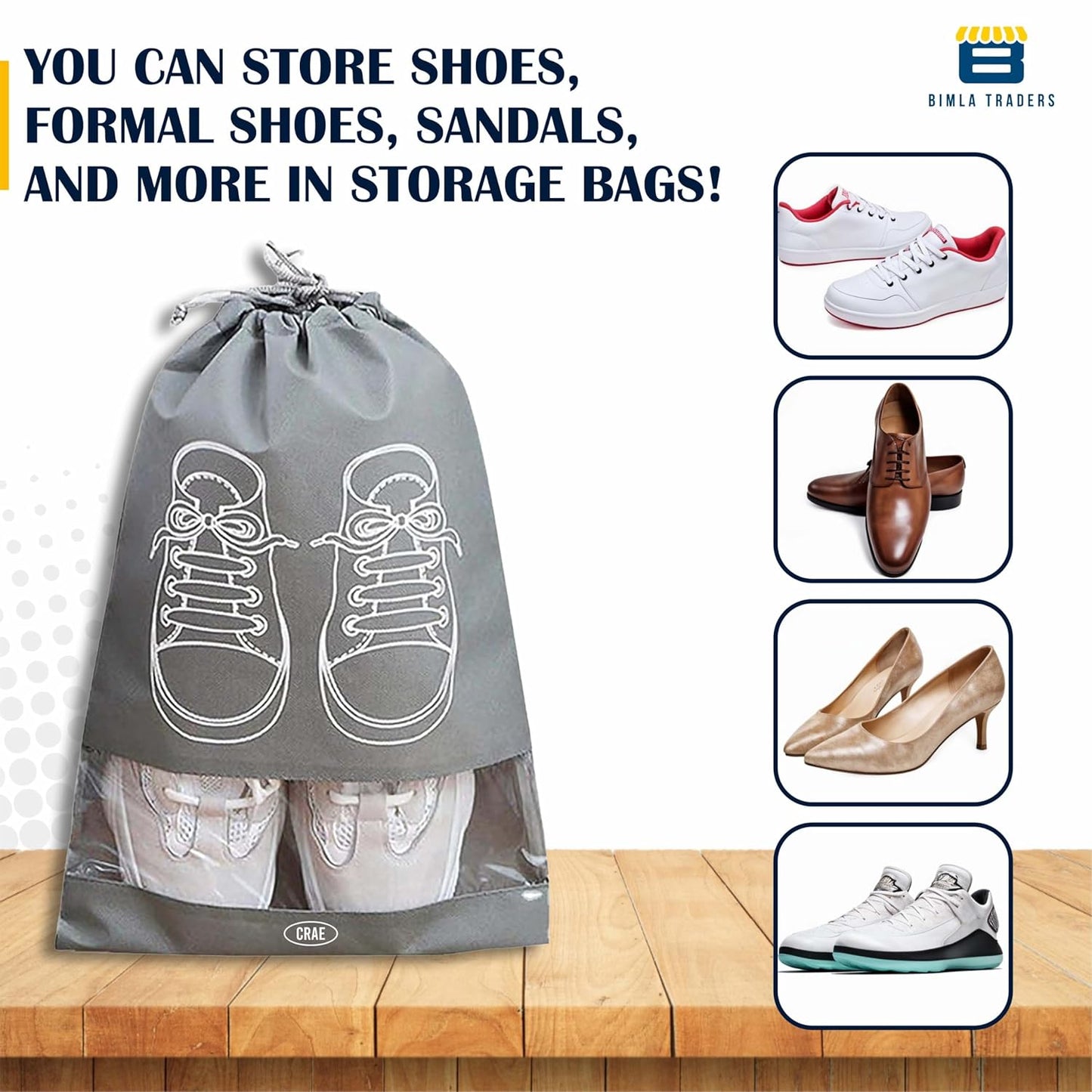[Pack of 5/10 pcs] Shoe Bag | Transparent Window Portable Travel Dust-Proof Shoe Bags [Pack of 5/10 pcs]