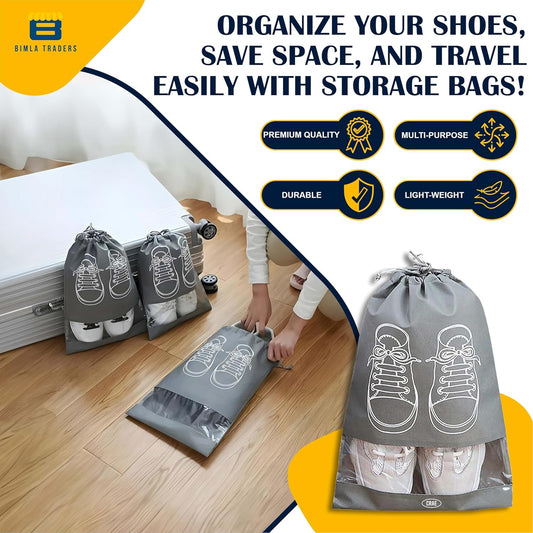 [Pack of 5/10 pcs] Shoe Bag | Transparent Window Portable Travel Dust-Proof Shoe Bags [Pack of 5/10 pcs]