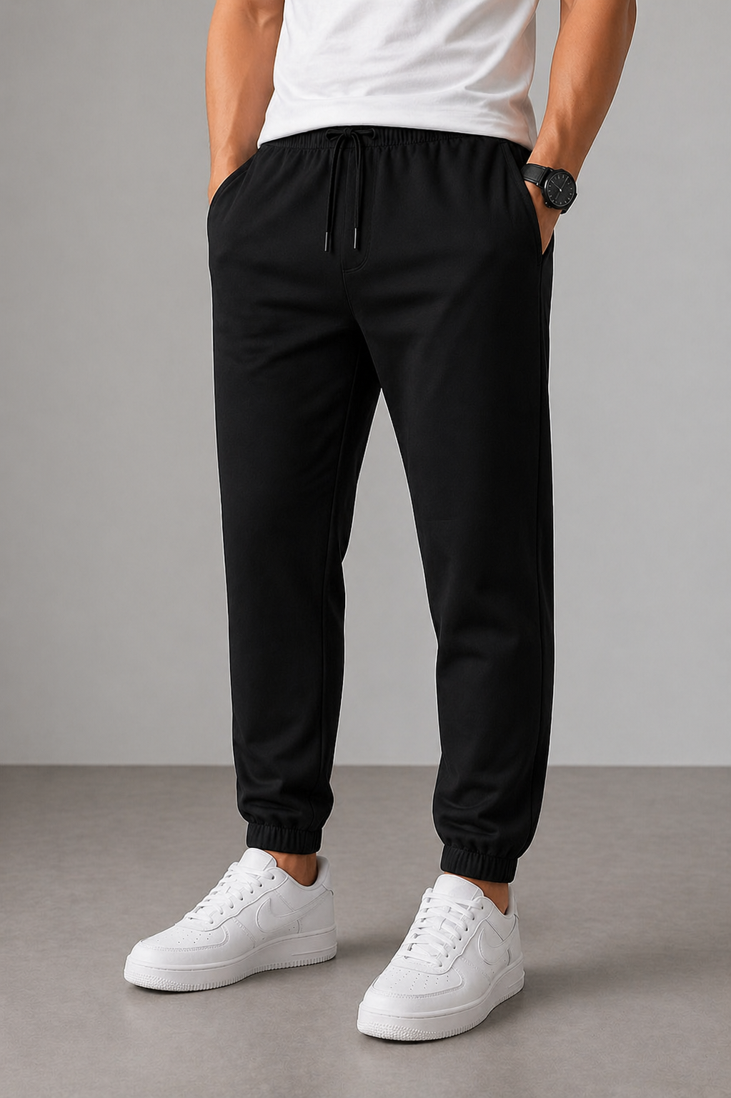(Pack of 2) Sky Blue & Black Track Pants | Regular Fit with Drawstring & Zipper Pockets, Quick-Dry | Ideal for Everyday Casual Use, Sportswear | Pack of 2