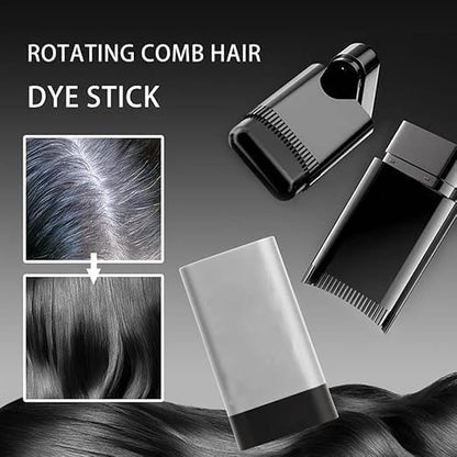 2-in-1 Hair Dye Touch-Up Comb – Quick White Hair Coverage, Waterproof & Sweat-Proof, Portable Hair Coloring Stick, Black