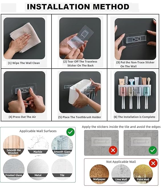 Toothbrush Holder Wall Mounted(4cup)
