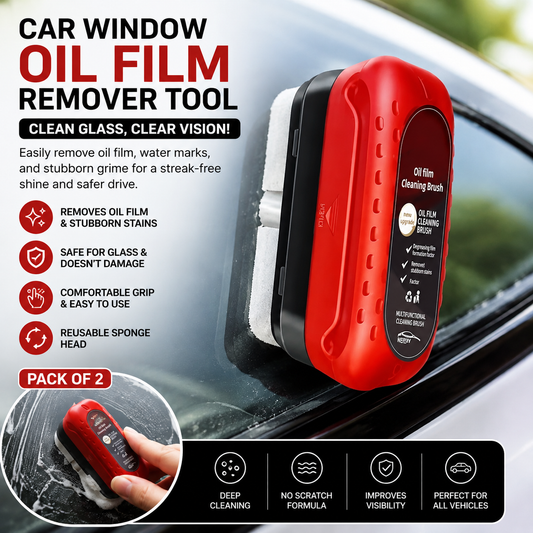 [Pack of 2] Car Window Oil Film Remover Tool with Sponge Head [Pack of 2]