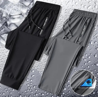 (Pack of 2) Men’s Lycra Stretchable Track Pants | Regular Fit with Drawstring & Zipper Pockets, Quick-Dry | Ideal for Everyday Casual Use, Sportswear | Pack of 2