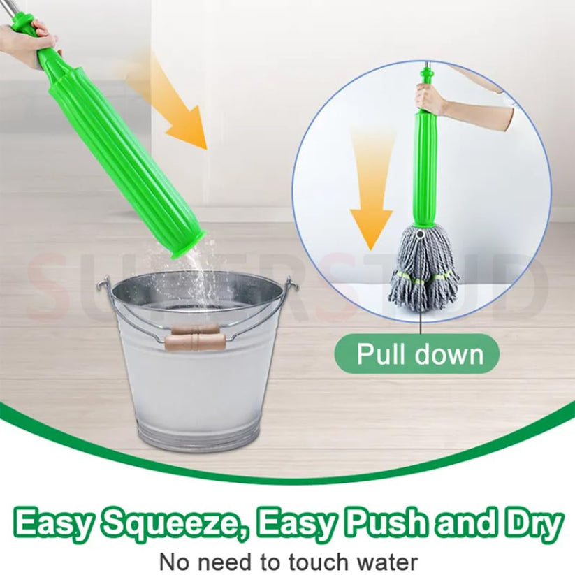 Self-twisting Water Rotating Mop | 360° Spin Mop with Microfiber Head & Stainless Steel Rod | Suitable for Home, Kitchen & Office