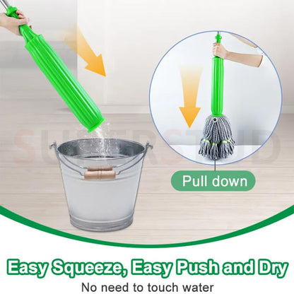 Self-twisting Water Rotating Mop | 360° Spin Mop with Microfiber Head & Stainless Steel Rod | Suitable for Home, Kitchen & Office