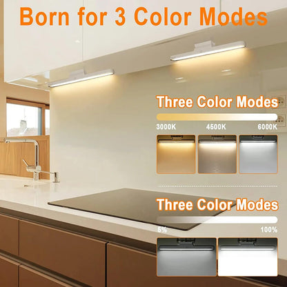LED Rechargeable Magnetic Cabinet Light with Touch Control & 3 Color Modes | 2000mAh Battery, Dimming, 80° Adjustable | USB-C Wireless Light Bar for Wardrobe, Desk | Multicolor | (Pack of 1)