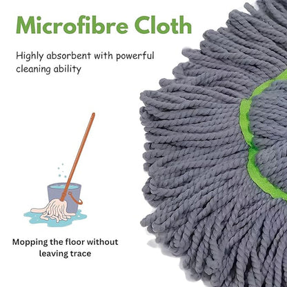 Self-twisting Water Rotating Mop | 360° Spin Mop with Microfiber Head & Stainless Steel Rod | Suitable for Home, Kitchen & Office